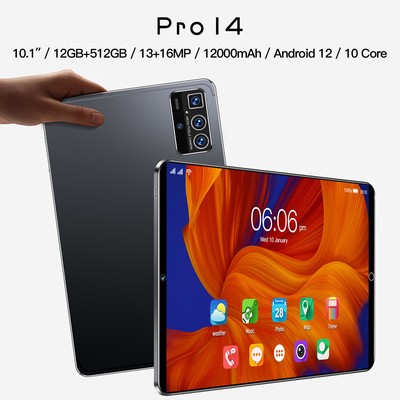 2024 New Tablet PC Android 12 10.1'' 12+512GB 12000mAh 13+16MP Wifi Dual Camera