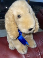 FAO Schwartz Cocker Spaniel Puppy Dog Plush Blue Ribbon Winner 10" Stuffed