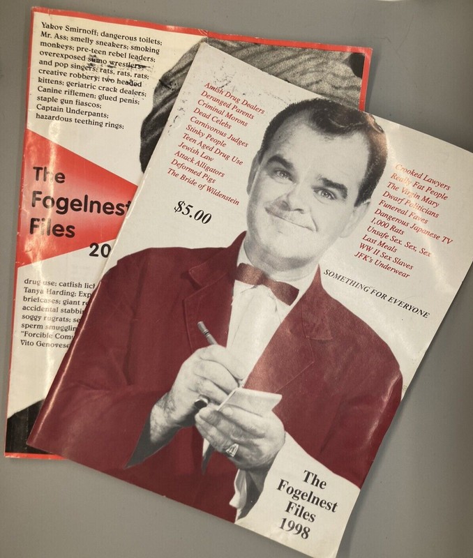 2 Issues - Vintage Indie Humor News Zine - The Fogelnest Files - 1998 & 2001