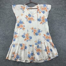 Loft Dress Womens Large White Multicolor Mini Blouson Floral Lined Modal Viscose