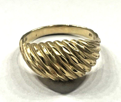 L@@K Beautiful Solid 14k Yellow Gold Shrimp Dome Ring w/ Unique Design MA sz 9.5