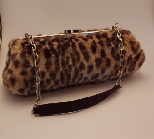 Chinese Laundry Leopard Print Handbag Baguette/Clutch with Chain Strap - Picture 1 of 6