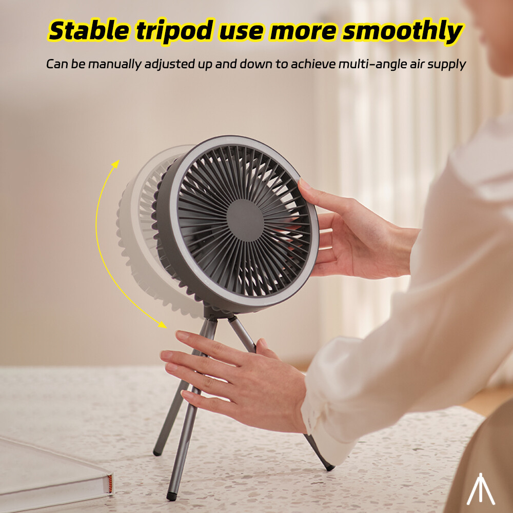 20000mAh Camping Fan Rechargeable for Tent with LED Light USB Desk Fan