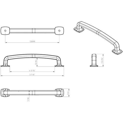 Jeffrey Alexander 6-Pack Belcastel 5-1/16" C/C Cabinet Handle / Drawer Pull - Picture 3 of 3