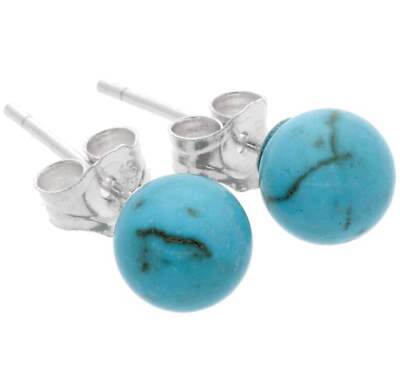 Türkis rec. Ohrstecker 6 mm Kugel Edelstein Ohrringe 925er Silber | Schmuck
