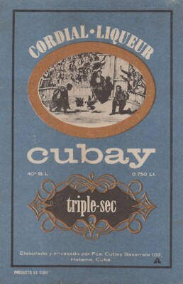 Caribbean Triple Sec Liqueur ''Cubay'' Label (1950s)   Vintage Photo M 455