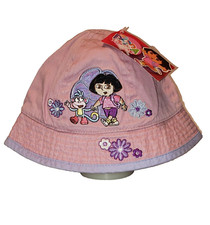 CLASSIC 2005 DORA EXPLORER  BOOTS SUN HAT W/ FLOWERS BUCKET STYLE NEW