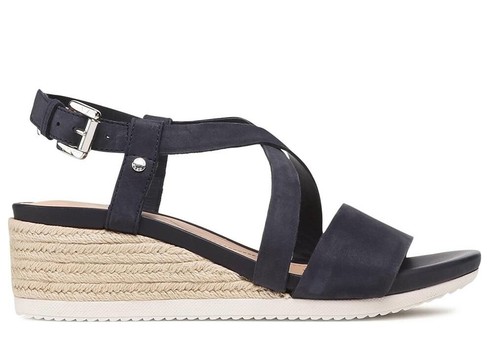 Sandalias Zapatos de Mujer Con Cuña Bajo GEOX D02HHD Cómodo Azul Cuerda  Piel | eBay