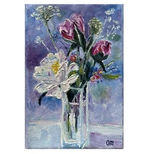 Peony Original  Painting  Flower wall art Floral Oil painting 