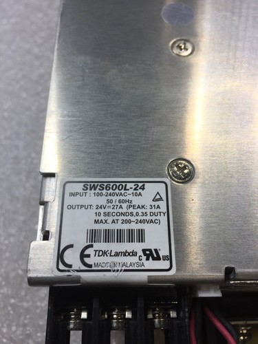 TDK-Lambda SWS600L-24 24V 27A AC-DC 100-240VAC 10A 50/60Hz Power Supply - Picture 2 of 8