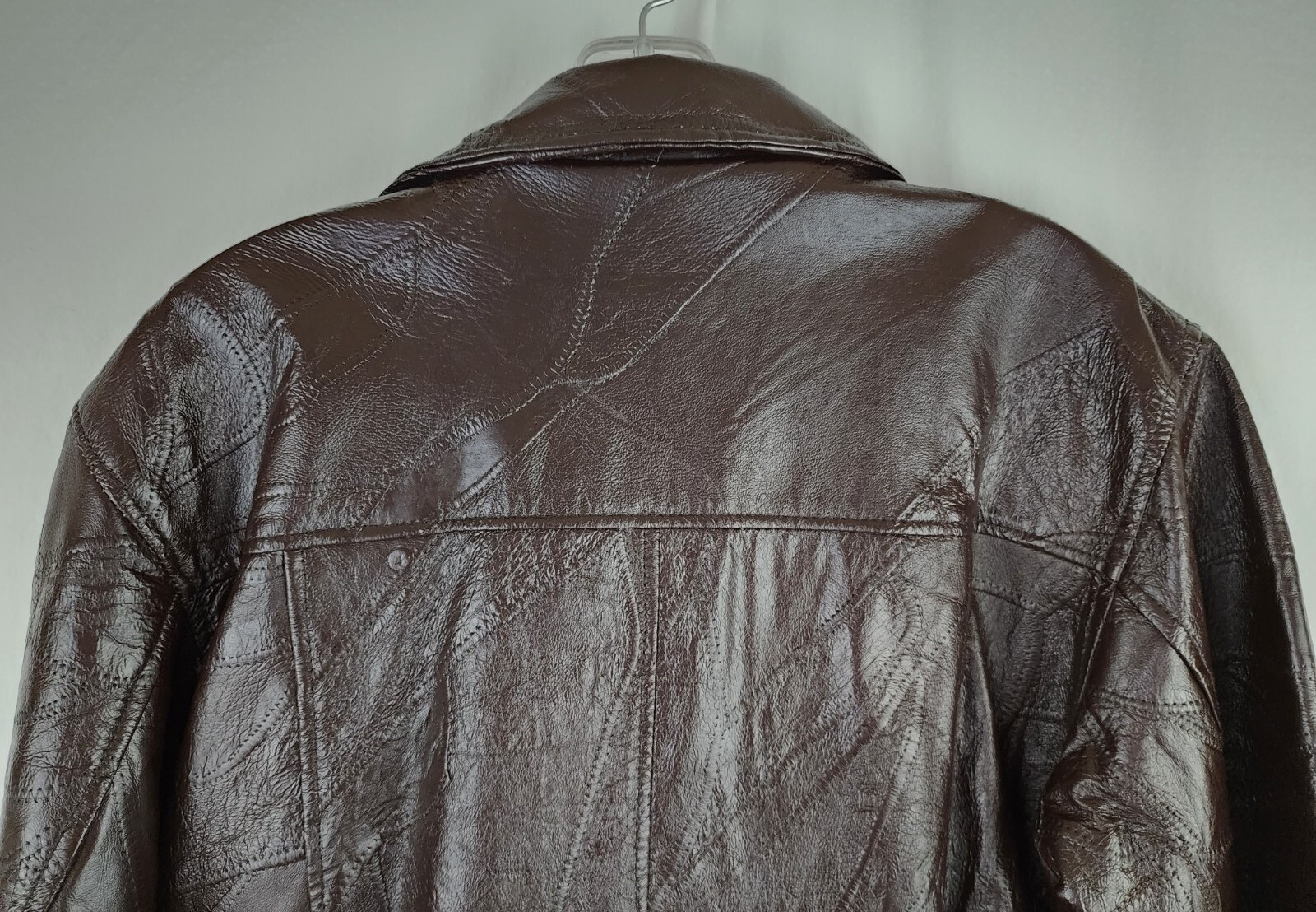 Vintage Patchwork Leather Jacket Brown Womens Lar… - image 6