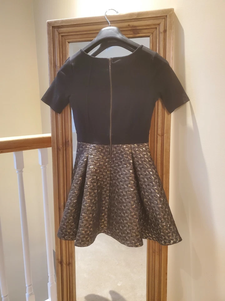 Vestido de Fiesta Formal - Niña Talla 12. por Ella Moss - Negro y Dorado Foto 3 de 4