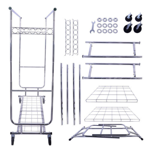 Large Rolling Garment Rack Heavy Duty Clothing Clothes Rack Chrome Wheels 600lbs - Picture 14 of 23