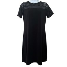 MICHAEL Michael Kors Laser Cut Black Shift Stretch Perforated Dress XS