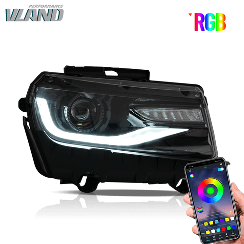 VLAND Projector Headlights w/LED RGB DRL For 2014-2015 Chevy CHEVROLET CAMARO - Picture 2 of 17