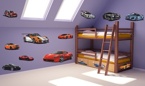 WANDTATTOO AUTOS um das Kinderzimmer Sportautos Wand Aufkleber SET 2 - Picture 5 of 8