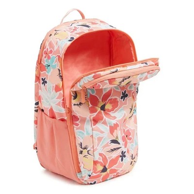 NWT Vera Bradley Travel Backpack Rain Forest Lily Coral 