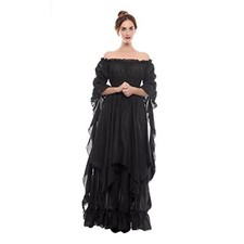 Renaissance Dress Women Medieval Costume Victorian Dresses Large-X-Large Black