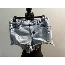 Project Rebel Denim Shorts Juniors Size 5 Light Wash Distressed Raw Hem MINT