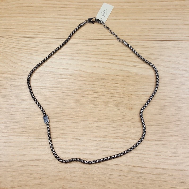 Collar Aventurero FOSSIL Para Hombres Tono Plata Acero Inoxidable 20" Cadena $60 Foto 3 de 4