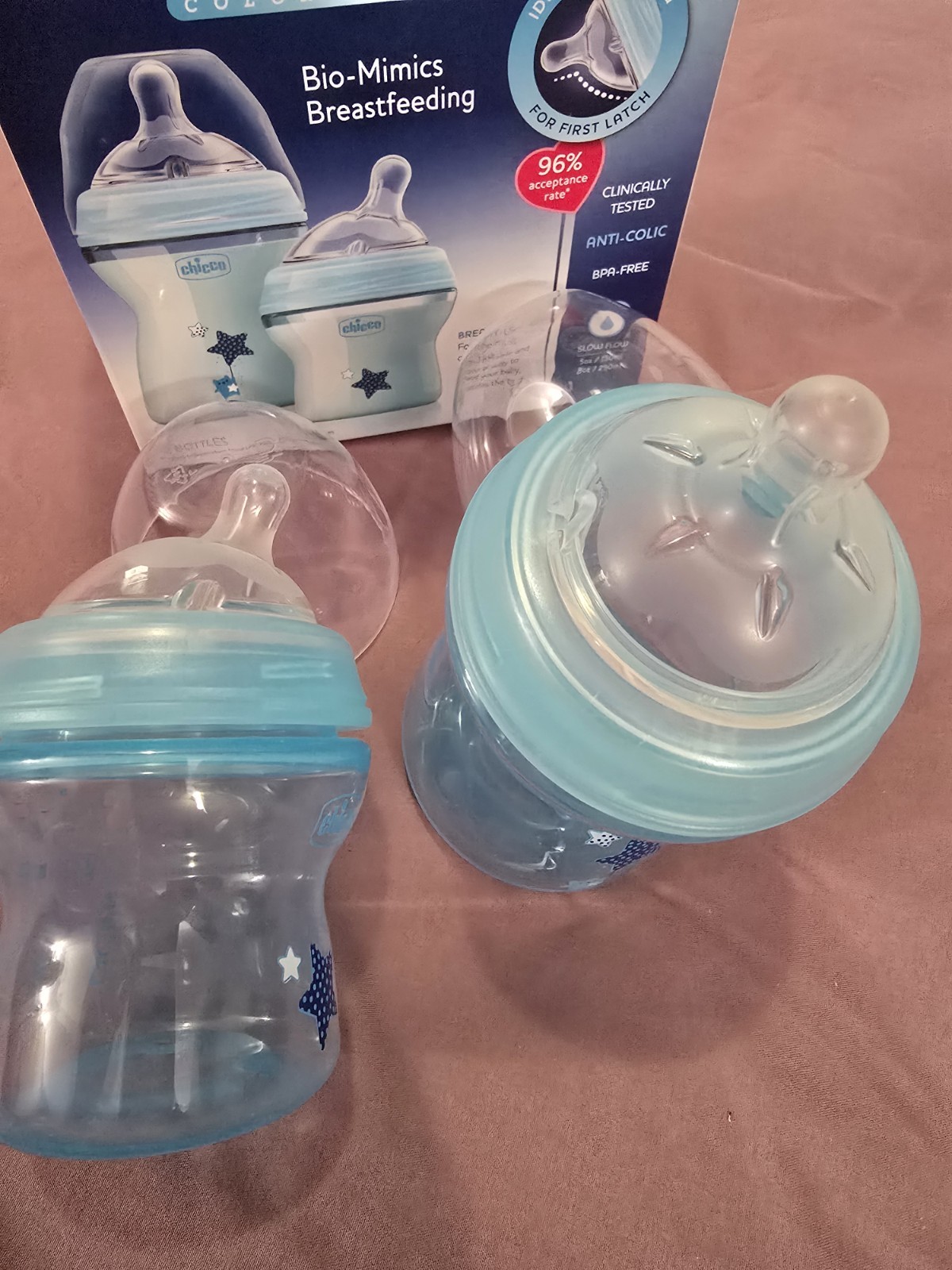 chicco baby bottle NaturalFit 2 bottles set (5oz and 8oz) Blue and Pink Sets 