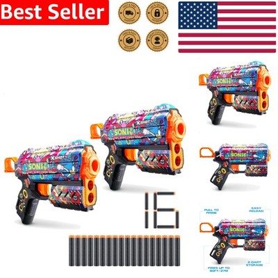X-Shot Sonic Robotnik Flux Foam Blaster 2 Pack Easy Reload 16 Darts Toy