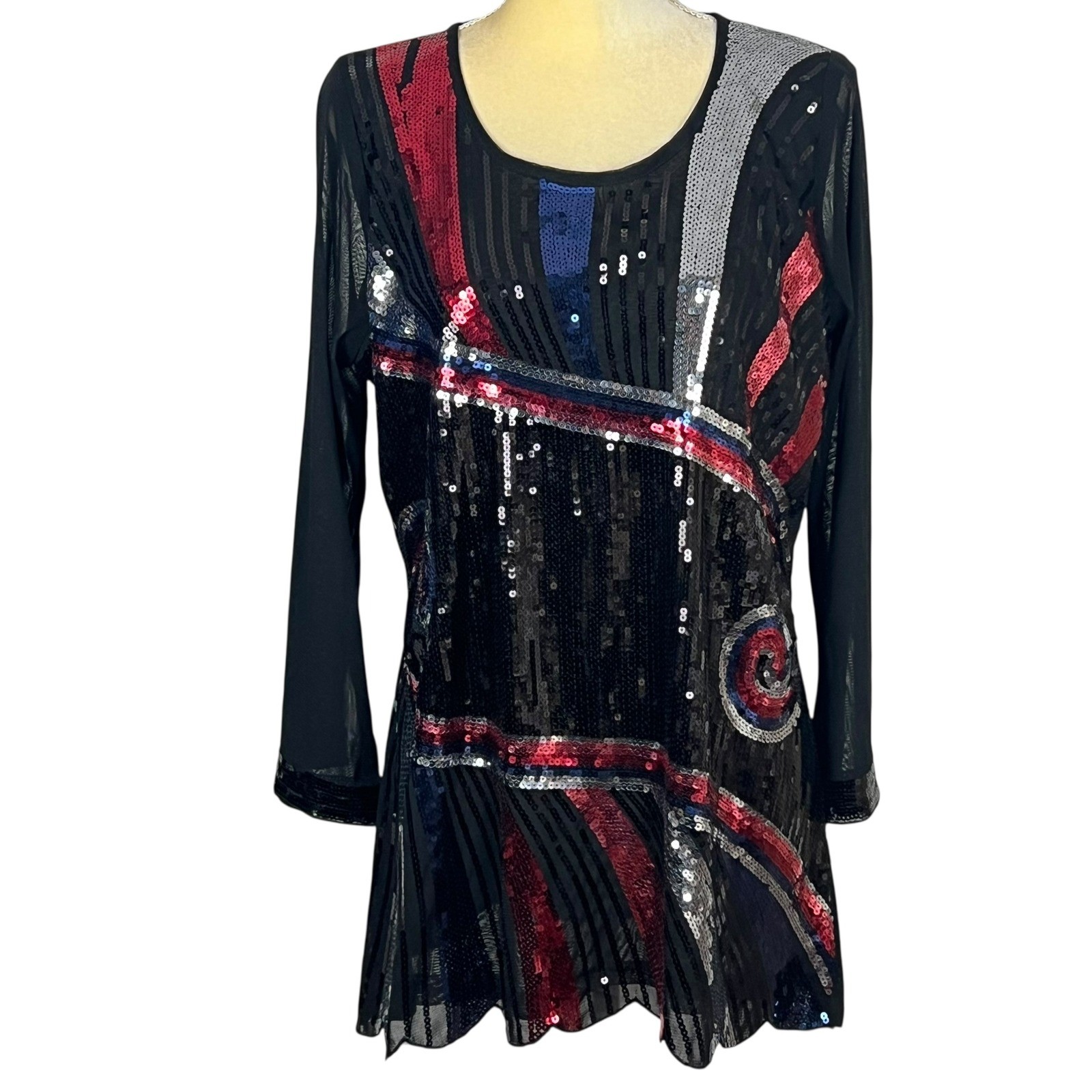 Ameri Mode Sequin Art Deco Style Mesh Long Sleeve… - image 16