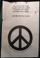 VERY RARE ORIGINAL late 1960s Anti-Draft Anti-Vietnam War Poster  19" x 28" LOOK