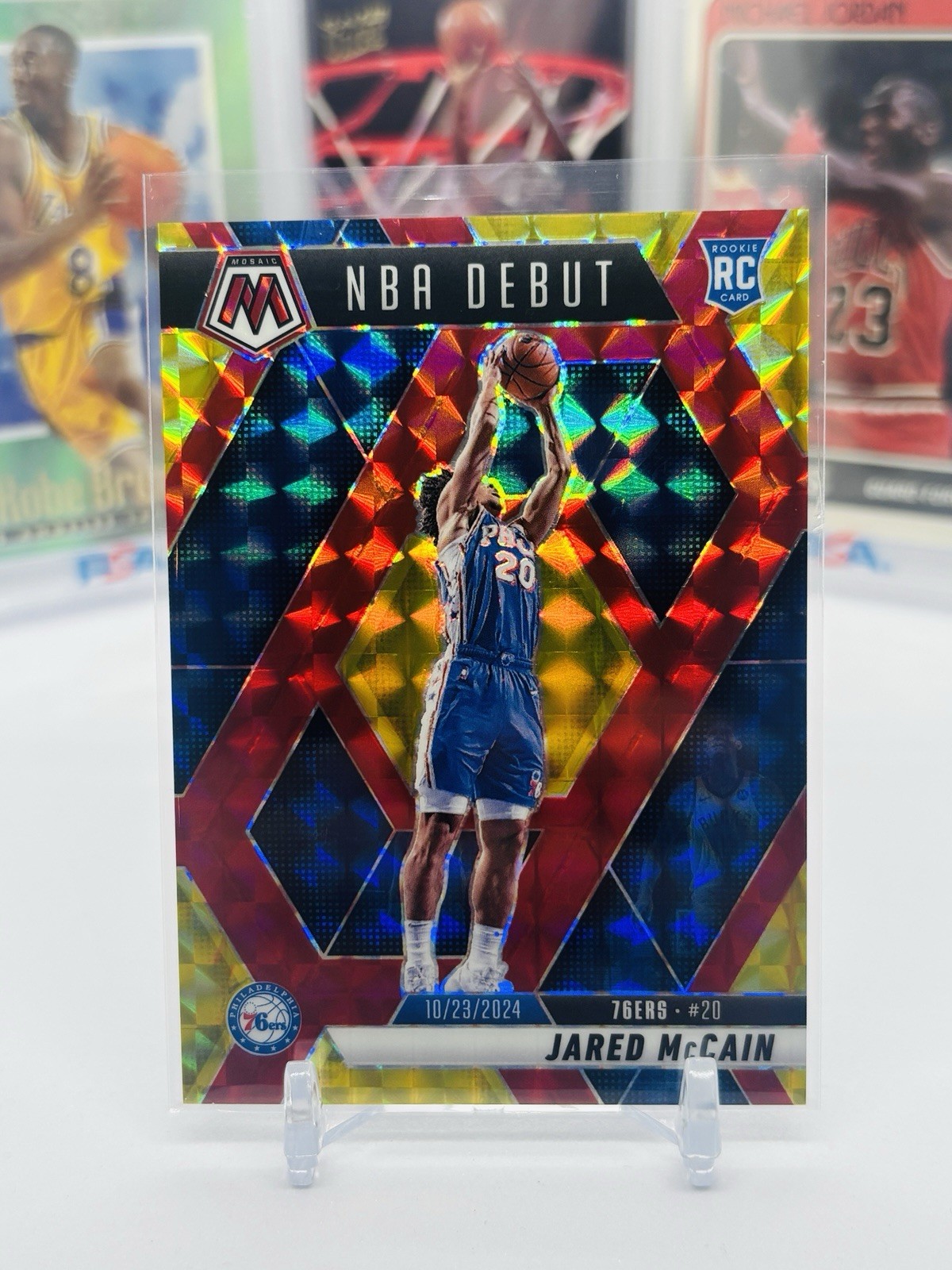 2024-25 Mosaic Rookie Jared McCain NBA Debut #263 Choice Fusion Red & Yellow /75