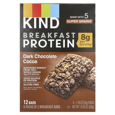 Breakfast Protein Bars, Dark Chocolate Cocoa, 6 Packs, 1.76 oz 50 g Each