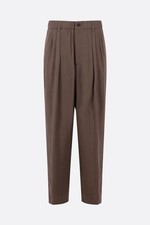 GIORGIO ARMANI Beige Viscose Twill Pleated Trousers New Authentic