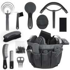 Horse Grooming Kit 12 Pcs Complete Set with Brushes Organizer Tote Equine Coat