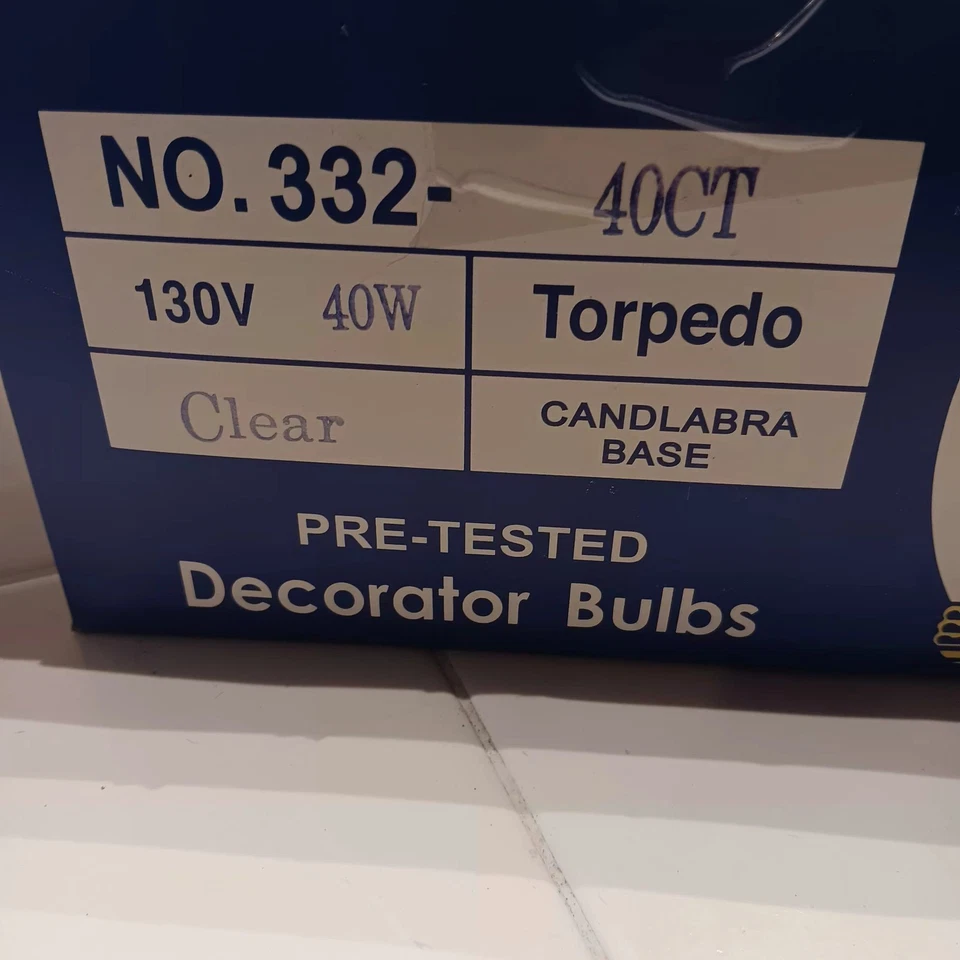 Case of 25 Candex 40W 120V Clear Torpedo Candelabra E12 Small Base Bulb - Image 3 of 3