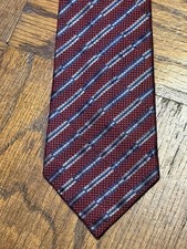 Vintage Countess Mara CM Masterpiece Silk Tie Red Navy Repp Stripe Made In USA