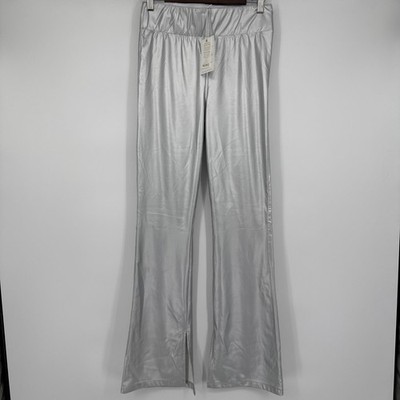 NWT Show Me Your Mumu Nashville Pull On Flares Medium Silver Faux Leather Pants
