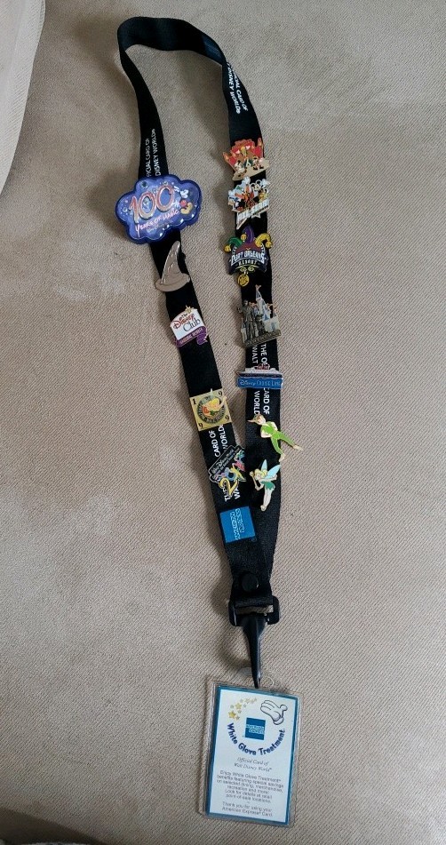 WDW Disney Pin Trading Lanyard with 12 Vintage Pins Parks Set Disney World