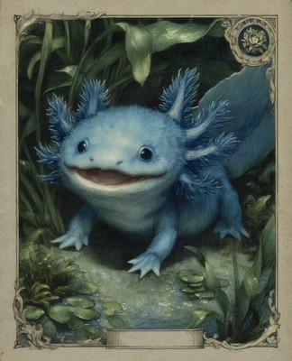 8x10 Cute Blue Axolotl Art Print - 546548015