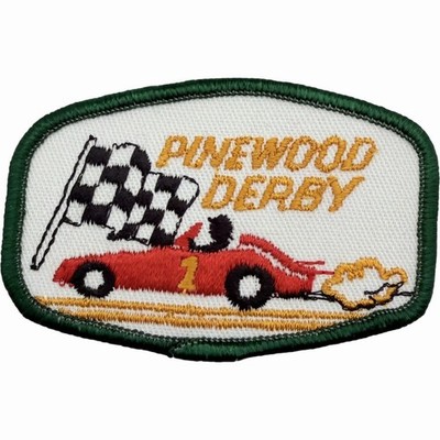 Vintage Pinewood Derby Embroidered Scout Racing Event Patch Race Car Badge