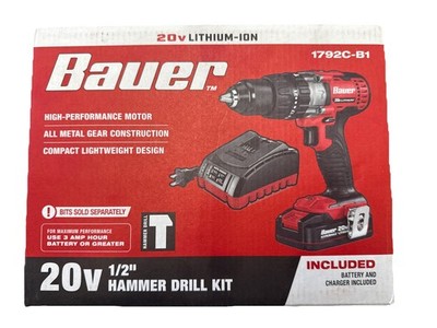 Bauer 20V 1/2'' Hammer Drill 1792C-B1 w/ Battery & Charger - Brand New