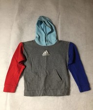 Adidas Gray Long Sleeve Hooded Sweatshirt Size M 10/12 Boys Colorblock Hoodie