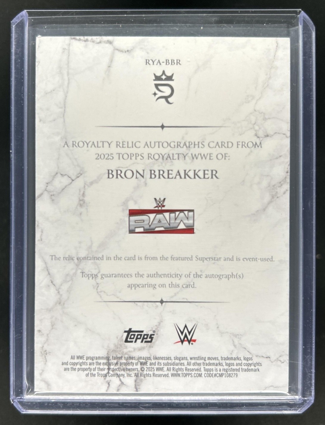 2025 Topps Royalty WWE Bron Breakker Relic Auto Autograph Purple #/50 view 2