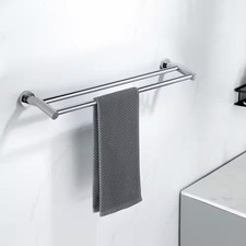 Stainless Steel 24 In. Wall Mounted Double Towel Bar Towel Rack in Polished Chro