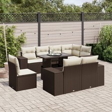 Gartenmöbel Sofa Garnitur Sitzgruppe Lounge 9-tlg. Schwarz Poly Rattan 9 Farbe
