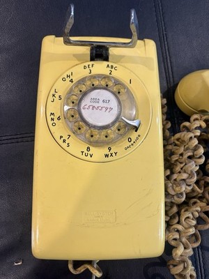 Vintage Yellow Bell System Western Electric 554 Rotary Wall Phone
