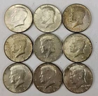 Lot of 9 1965-1969 KENNEDY 40% Silver Half Dollar Coins 9 Coins $4.50