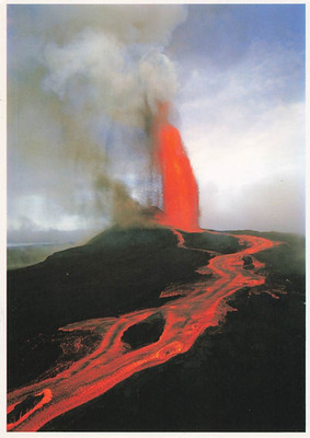 Postcard Hawaii Eruption Kilauea Volcano Pu'u O'o National Park Vintage