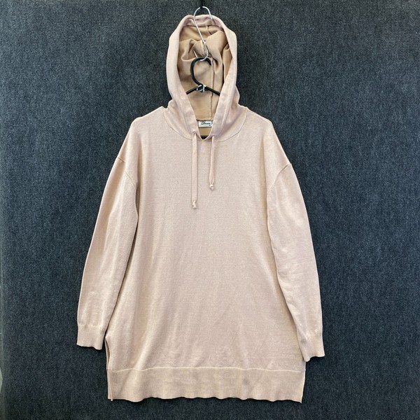 Dream House Womens Longline Pullover Hoodie Pink Knit Drawstring Outdoor Size 14