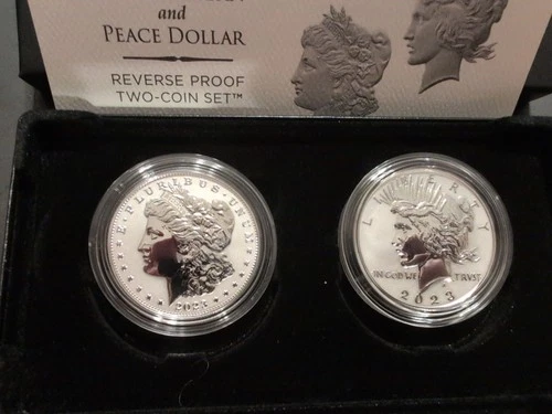 2023 Morgan And Peace Dollar Reverse Proof Two-coin Set OGP/COA "23XS"