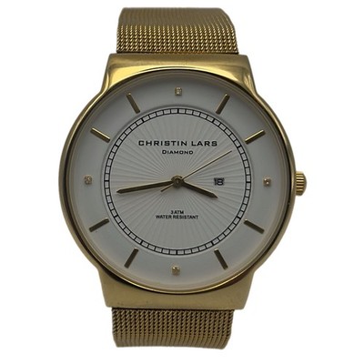 Christin Lars TMG2097 Diamond Quartz Watch Gold Mesh Strap Date Boxed Working UK