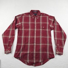 Vintage Levi  s Button Down Shirt Red Plaid Men's Size Medium Long Sleeve